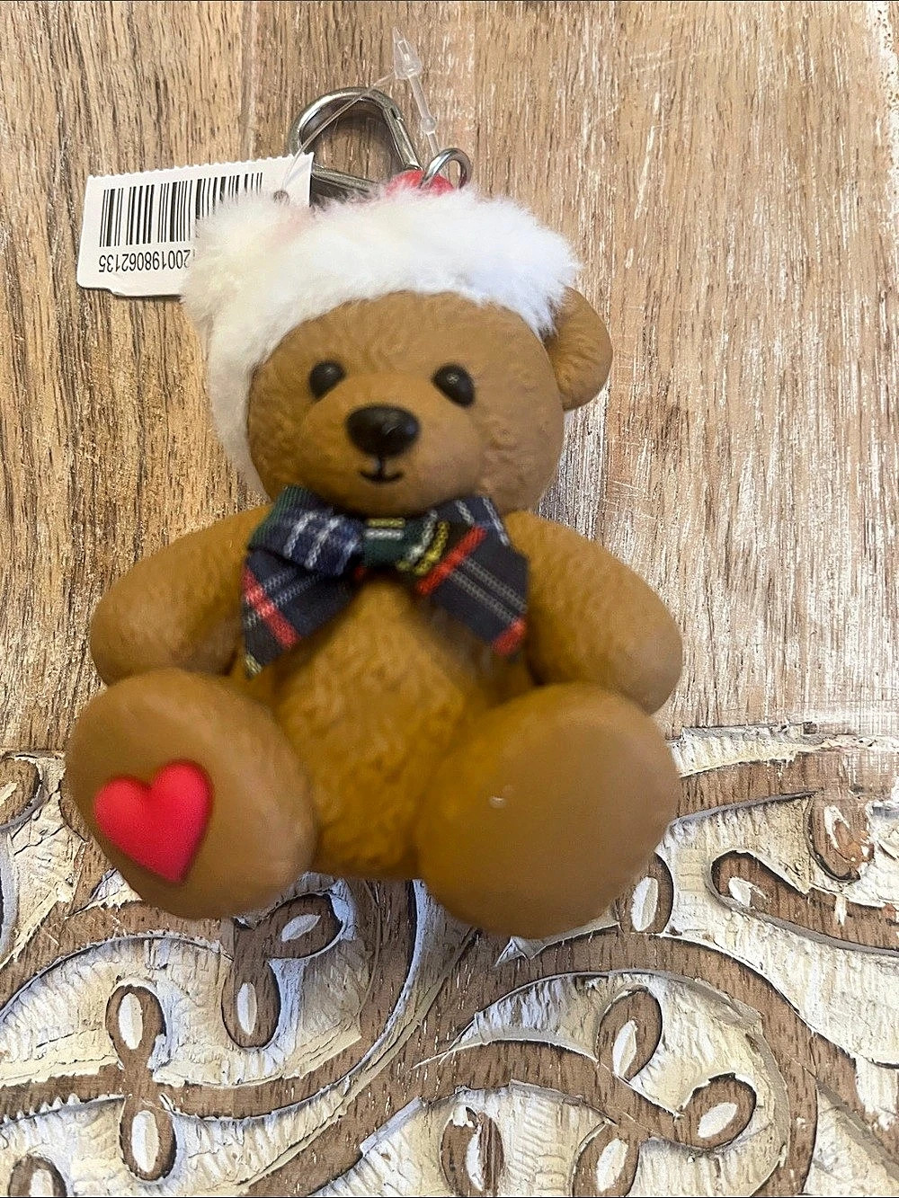 Bath & Body Works Brown & Red Bear Santa Keychain Pocketbac Holder